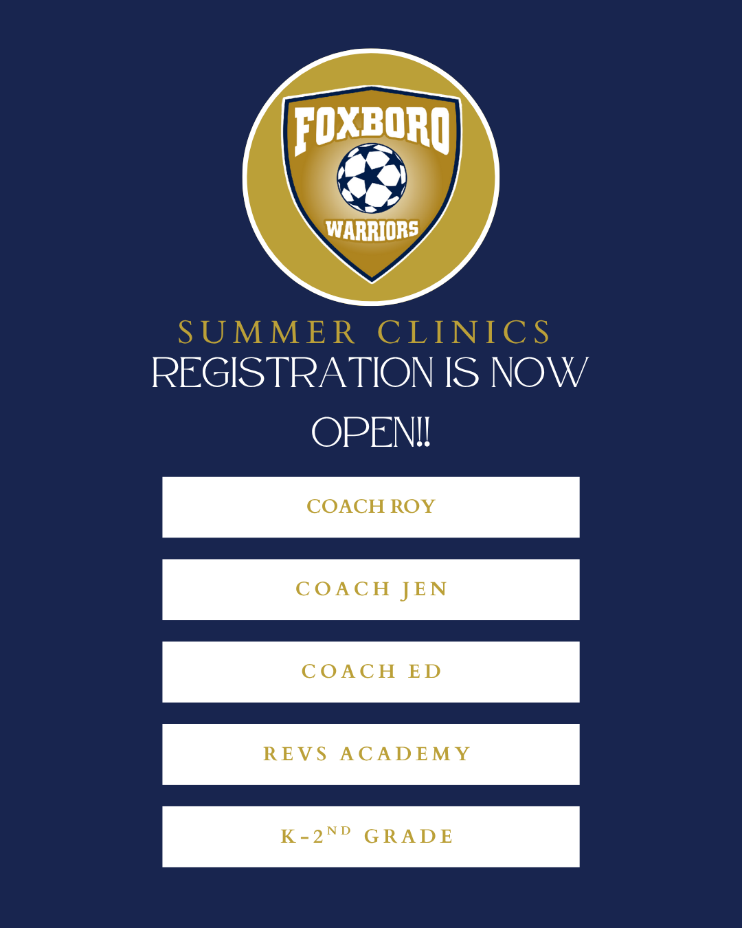 REGISTER FOR SUMMER CLINICS 