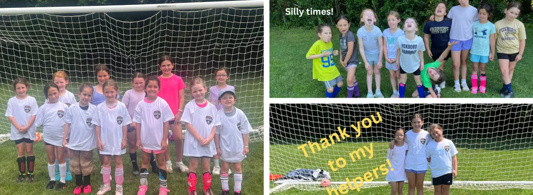 K-2nd grade soccer clinic participants having a blast