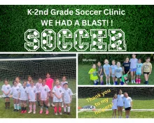 K-2nd grade soccer clinic participants having a blast